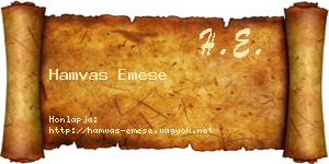 Hamvas Emese névjegykártya